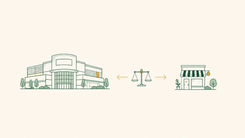 モールと自社ECカートの違いを示すイラスト