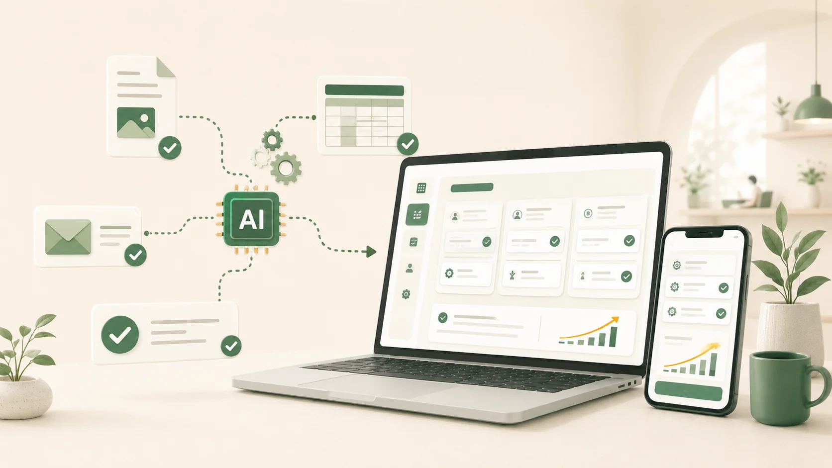AIによる業務自動化を表すパソコン画面のイメージ