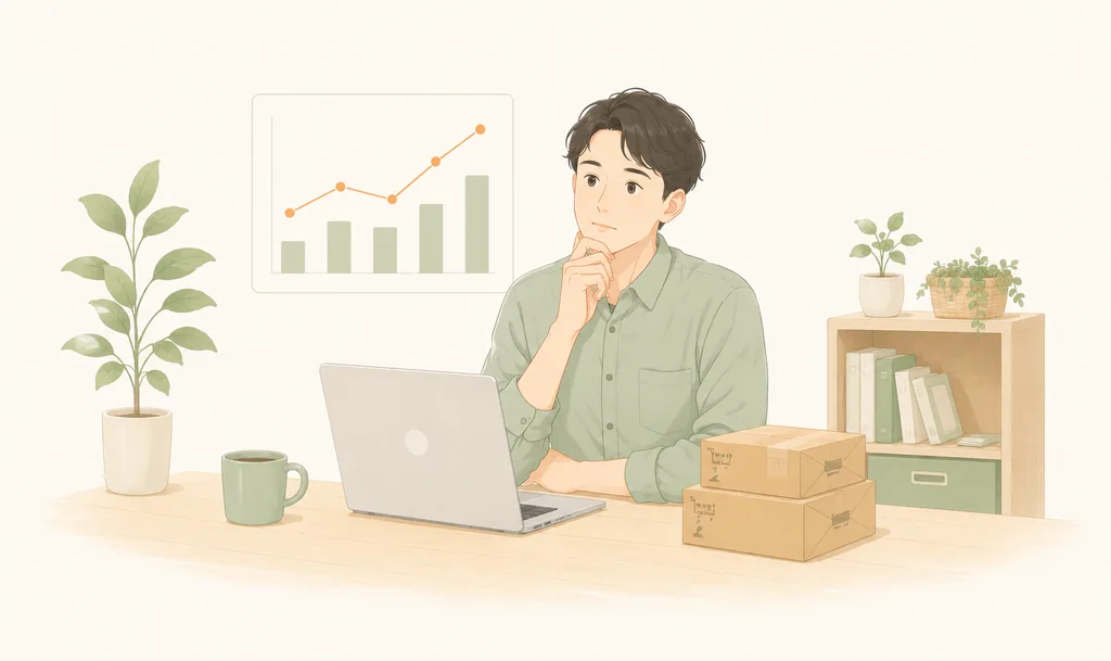 売上グラフを見ながら考え込むEC事業者
